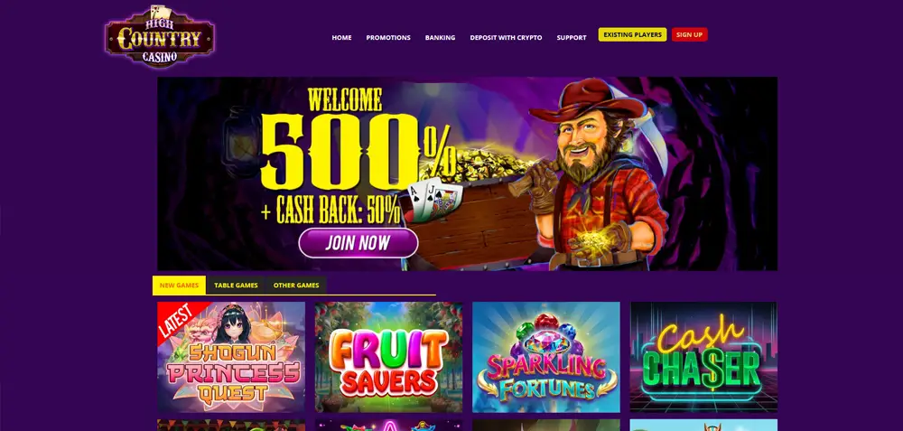 High Country Casino Homepage
