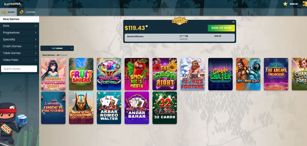 Slots Ninja Casino Homepage