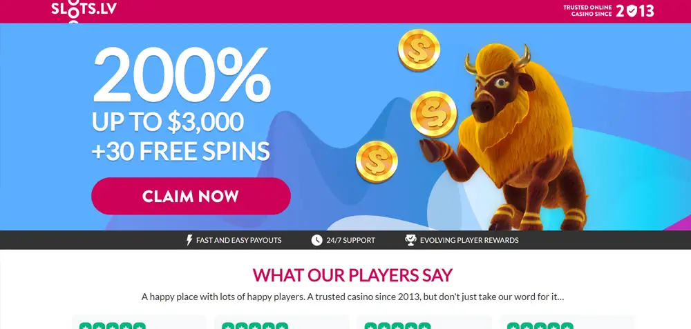 Slots.lv Casino Homepage